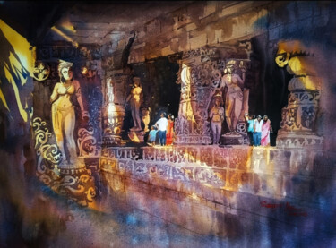 Painting titled "Heritage-X" by Subhajit Paul, Original Artwork, Watercolor