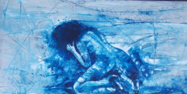 "L'Heure Bleue" başlıklı Tablo Patrick Subias tarafından, Orijinal sanat, Petrol Ahşap Sedye çerçevesi üzerine monte edilmiş