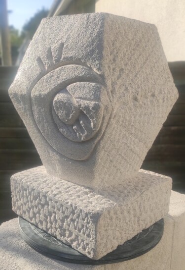 Skulptur mit dem Titel "Sculpture Porte pla…" von Sublim By Nadoumi, Original-Kunstwerk, Porenbeton