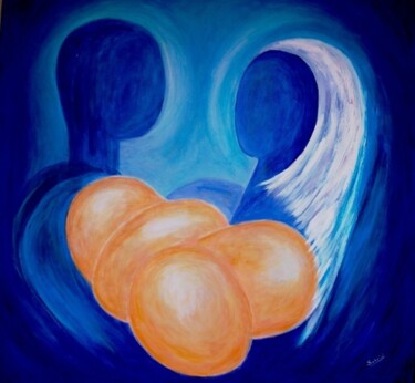 Le nid Peinture intitulée "Le nid" par Maa Subrini, Œuvre d'art originale, Acrylique