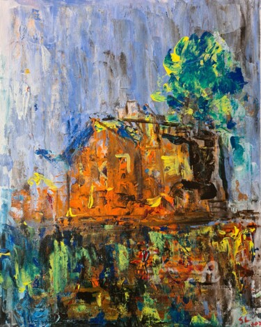 Dusk somewhere Painting titled "Dusk somewhere" by Suchitra Lata, Original Art, Acrylic