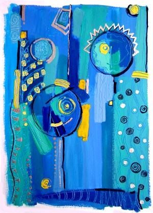Peinture intitulée "Blue-Vert.jpg" par Catherine Suchocka, Œuvre d'art originale