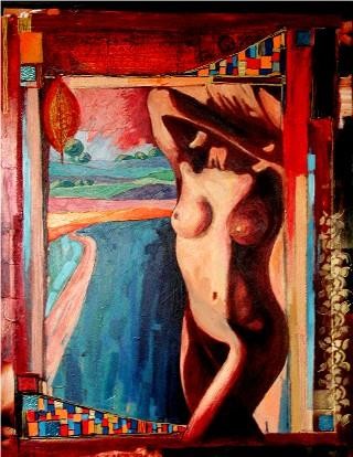 Peinture intitulée "A la fenêtre" par Catherine Suchocka, Œuvre d'art originale