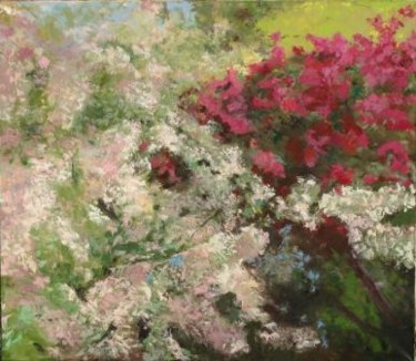 Malarstwo zatytułowany „Apple-tree and lilac” autorstwa Krystyna Suchwallo, Oryginalna praca, Olej