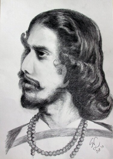 Drawing titled "Tagore 1" by Sudakshina Ghosh Nee Datta, Original Artwork, Pencil