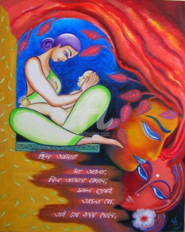 Painting titled "Achenake bhaye ki a…" by Sudakshina Ghosh Nee Datta, Original Artwork, Acrylic