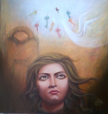 Painting titled "UNLOCKING INNERSELF" by Sudha Sama, Original Artwork