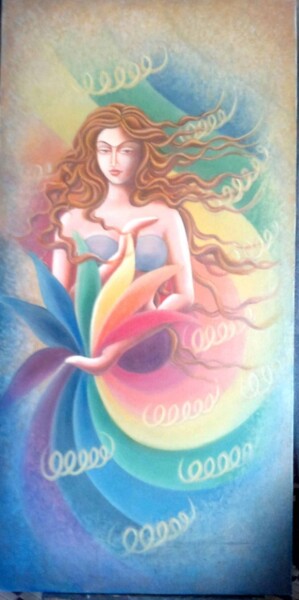 Painting titled "ENLIGHTENMENT" by Sudha Sama, Original Artwork, Oil