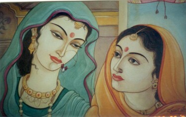 Painting titled "TWO WOMEN" by Sudha Sama, Original Artwork