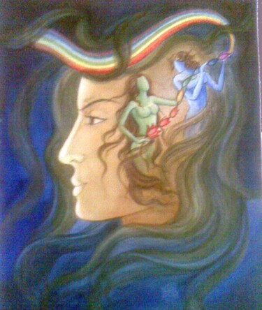 Painting titled "ENLIGHTENMENT" by Sudha Sama, Original Artwork, Watercolor