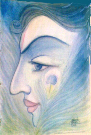 Drawing titled "KRISHNA" by Sudha Sama, Original Artwork