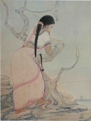Painting titled "DEPTH" by Sudha Sama, Original Artwork, Watercolor