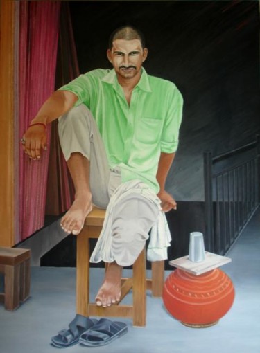 Painting titled "Cooling Off" by Sudhir Pillai, Original Artwork, Oil