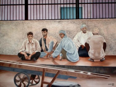 Painting titled "Waiting" by Sudhir Pillai, Original Artwork, Pastel