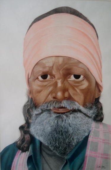 Painting titled "Face 1" by Sudhir Pillai, Original Artwork, Pastel