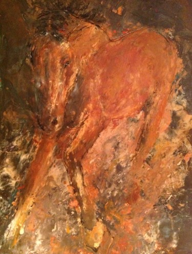 Картина под названием "Crashing Through" - Sue Cahill, Подлинное произведение искусства, Масло Установлен на Деревянная пане…