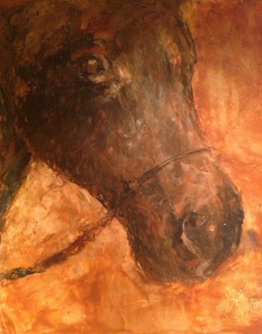 Painting titled "Toby" by Sue Cahill, Original Artwork, Encaustic Mounted on Wood Panel