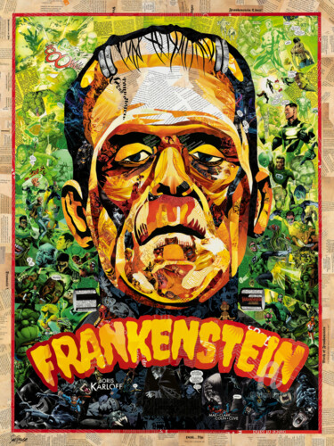 Collages getiteld "Frankenstein's Supe…" door Sue Dowse, Origineel Kunstwerk, Collages