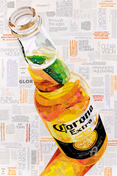 拼贴 标题为“Icy Cold Corona” 由Sue Dowse, 原创艺术品, 拼贴