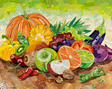 Colagens intitulada "Nourish Yourself" por Sue Dowse, Obras de arte originais, Colagens