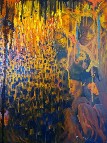 Картина под названием "Women on Fire" - Sue Lorenz, Подлинное произведение искусства, Масло Установлен на Деревянная рама дл…