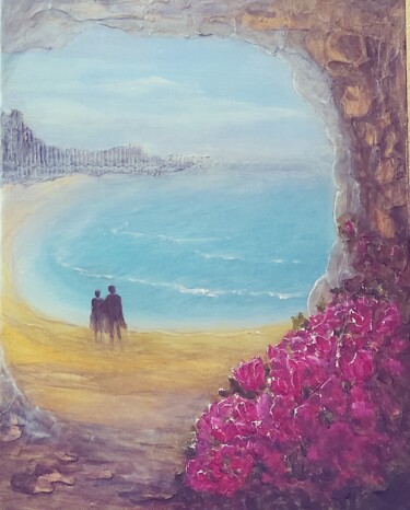 Peinture intitulée "On Day's End Beach" par Sue Lorenz, Œuvre d'art originale, Huile