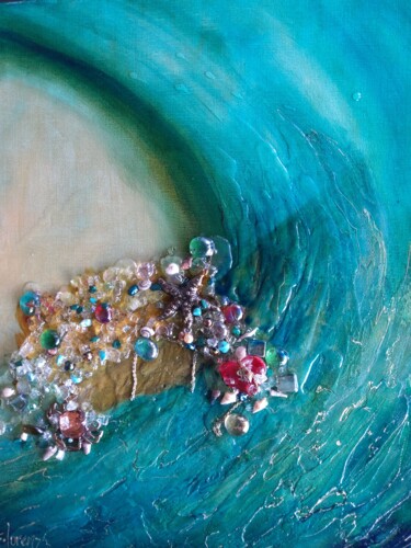 Painting titled "Treasure from the S…" by Sue Lorenz, Original Artwork, Oil Mounted on Wood Stretcher frame