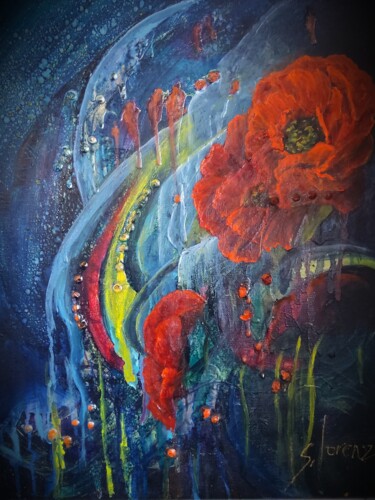 Pintura titulada "Where Wild Roses Gr…" por Sue Lorenz, Obra de arte original, Oleo Montado en Bastidor de camilla de madera