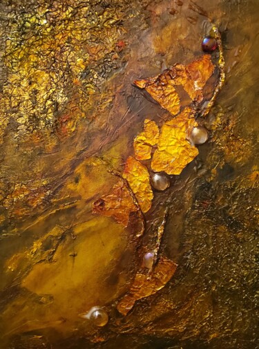 Painting titled "Autumn's Golden Hour" by Sue Lorenz, Original Artwork, Oil Mounted on Aluminium