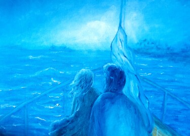 Картина под названием "Sailing the Seven S…" - Sue Lorenz, Подлинное произведение искусства, Масло Установлен на Другая жест…