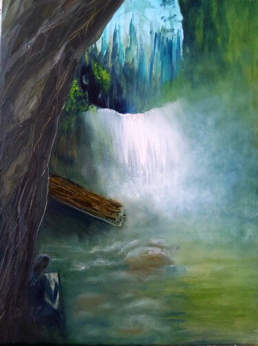 Painting titled "Into the Mist" by Sue Lorenz, Original Artwork, Oil
