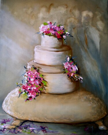 Painting titled "Sue's Classy Weddin…" by Sue Lorenz, Original Artwork, Oil Mounted on Wood Stretcher frame