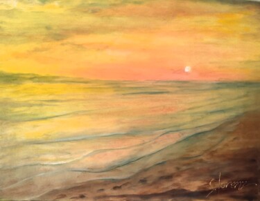 Pittura intitolato "Honeymoon Beach" da Sue Lorenz, Opera d'arte originale, Olio Montato su Telaio per barella in legno