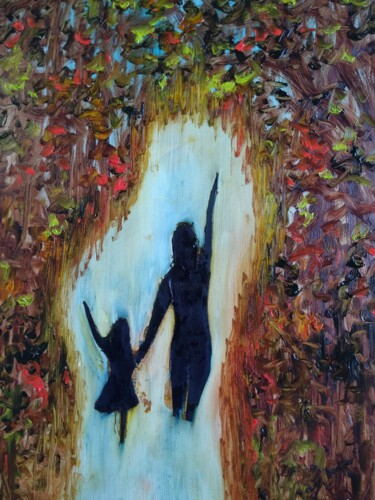 Painting titled "Healing the Child W…" by Sue Lorenz, Original Artwork, Oil Mounted on Wood Stretcher frame