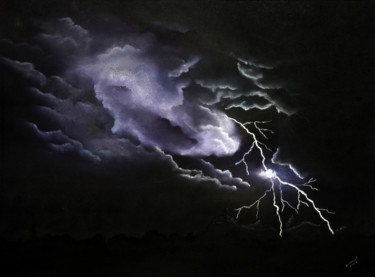 Malarstwo zatytułowany „Cloud to Ground” autorstwa Skylucy, Oryginalna praca, Pastel