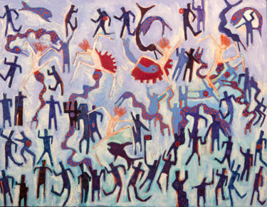 Schilderij getiteld "Sky Dancers" door Sue Bartfield, Origineel Kunstwerk, Olie