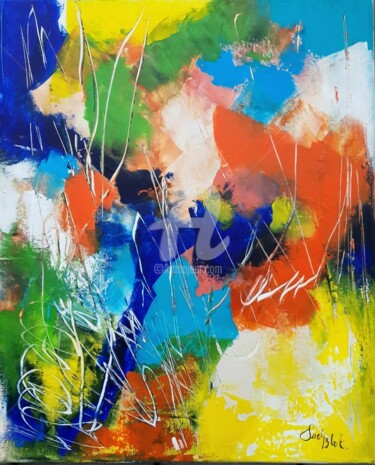 Painting titled "Le bounheur en coul…" by Suely Blot, Original Artwork, Acrylic Mounted on Wood Stretcher frame