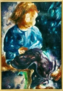 Painting titled "Child's World" by Sudakshina Ghosh, Original Artwork, Oil