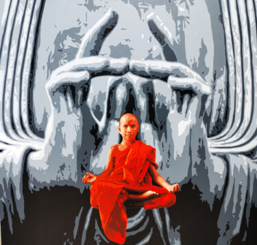 Peinture intitulée "Monk" par Sujit Karmakar, Œuvre d'art originale, Acrylique