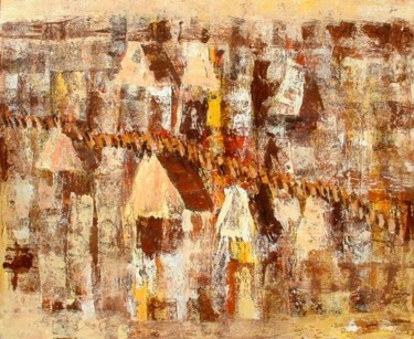 Painting titled "Procession In The V…" by Sukarsa, Original Artwork, Oil