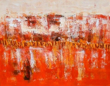 Peinture intitulée "Procession In Red S…" par Sukarsa, Œuvre d'art originale, Huile
