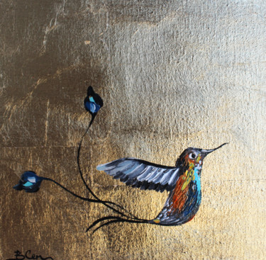 Peinture intitulée "Hummingbird" par Viktoria Sukhanova, Œuvre d'art originale, Huile