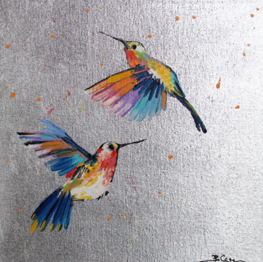 Painting titled "Hummingbird Woodnym…" by Viktoria Sukhanova, Original Artwork, Oil