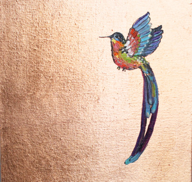 Pittura intitolato "Hummingbird Long-ta…" da Viktoria Sukhanova, Opera d'arte originale, Olio