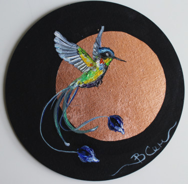 Malerei mit dem Titel "Hummingbird oil Pai…" von Viktoria Sukhanova, Original-Kunstwerk, Öl