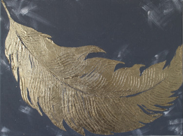 Malerei mit dem Titel "Gold Feather boho g…" von Viktoria Sukhanova, Original-Kunstwerk, Acryl
