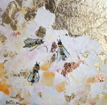 Schilderij getiteld "Honeybee oil painti…" door Viktoria Sukhanova, Origineel Kunstwerk, Olie
