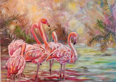 Peinture intitulée "Birds of Paradise." par Sulamita, Œuvre d'art originale, Huile Monté sur Châssis en bois