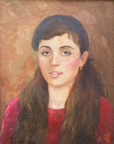 Painting titled "portrait 10" by Suleiman Valetov, Original Artwork, Oil Mounted on Wood Stretcher frame