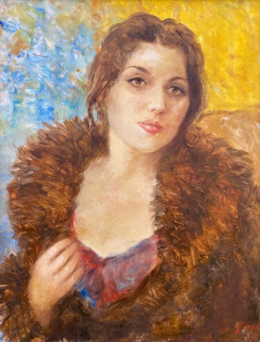 Painting titled "portrait 12" by Suleiman Valetov, Original Artwork, Oil Mounted on Wood Stretcher frame